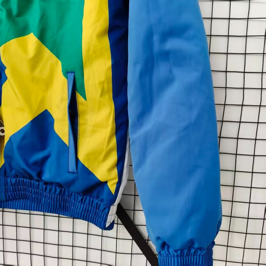 2026 Brazil Blue/White/Yellow Full Zipper Padded Jacket